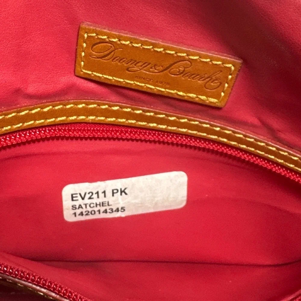 Dooney & Bourke Pink Pebble Grain Leather Satchel Bag Brown‎ Trim Dome Handbag